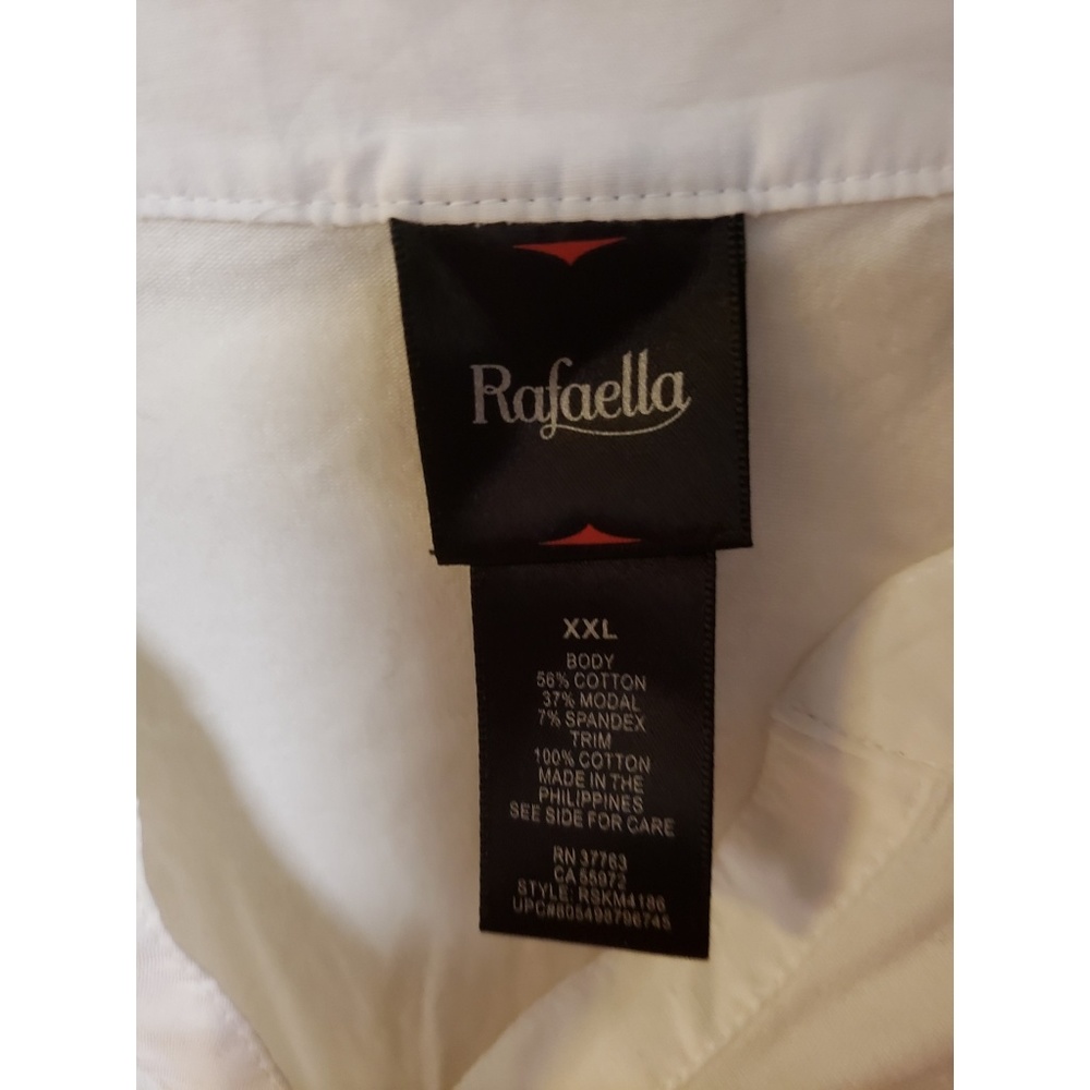 XXL Rafaella White 3/4 Sleeved Button Down Shirt - Picture 3 of 3